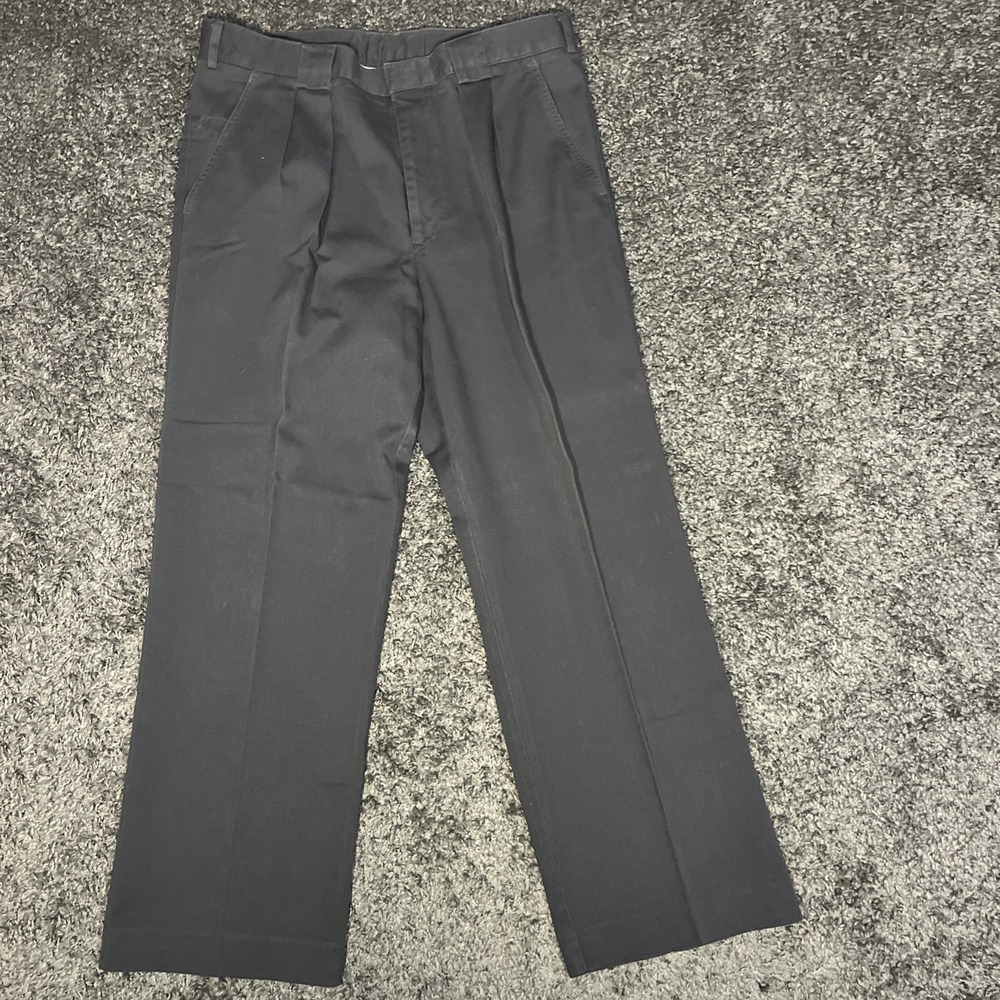 Eddie Bauer 100% Cotton Gray Pleated Pants 36x27.5, Hemmed‎